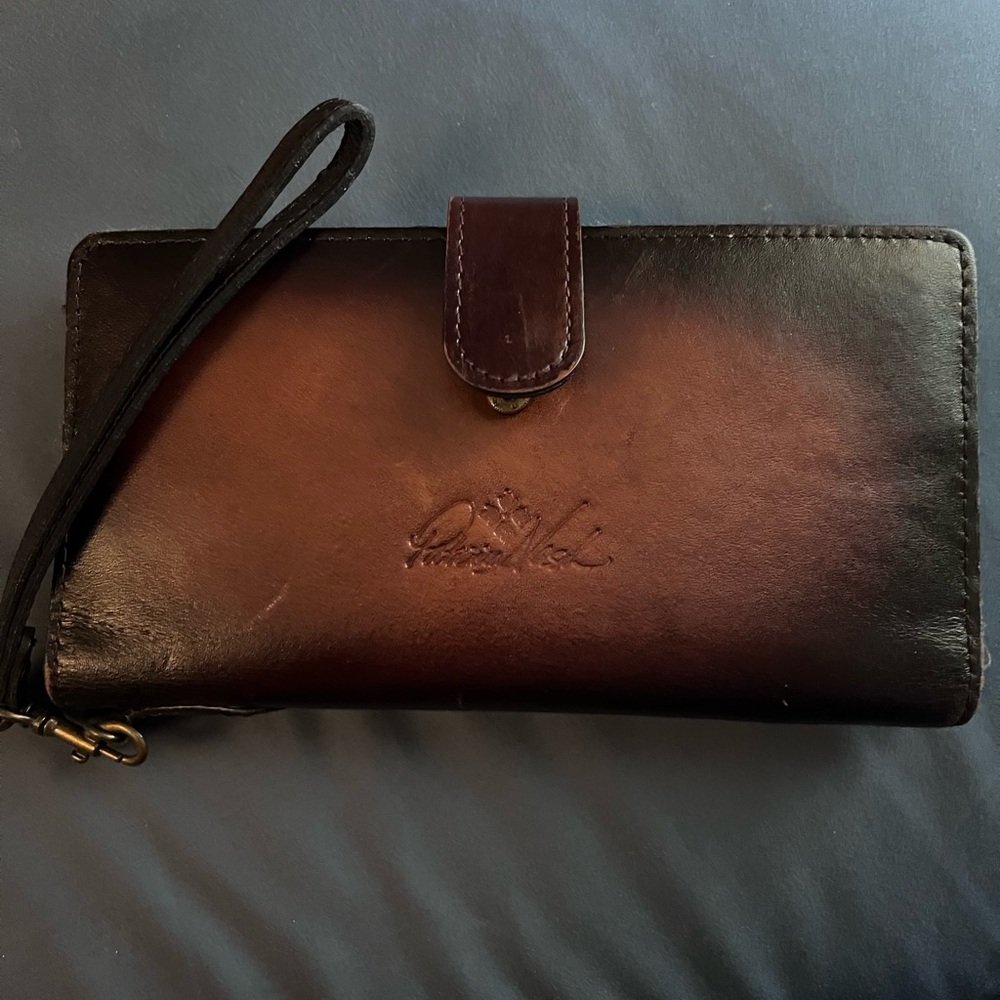 Patricia Nash Brown and Black Leather Wristlet Wallet